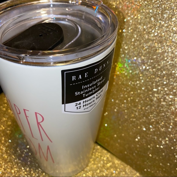 Rae Dunn SUPER MOM - pink script stainless tumbler - Picture 5 of 6